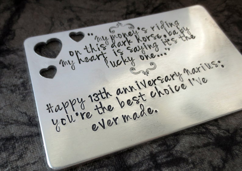 Wallet Insert Personalized Hand Stamped Wallet Insert Custom Quote Wedding Vows Love Note Card Custom Wallet Insert Couple Gift DW010 image 2