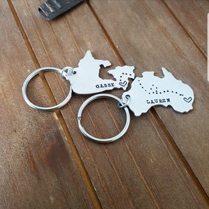 Australie Canada Long Distance Love Keychain USA Lovers Relationship Friendship Miss Home Map Personnalisé Anniversary Gift Wedding Gift