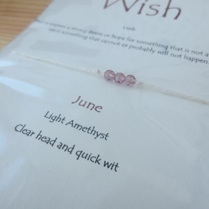 June Wish Bracelet Three Wishes Bracelet Light Amethyst Birthday Wish Bracelet Birthstone Jewelry by DreamWillowStudio