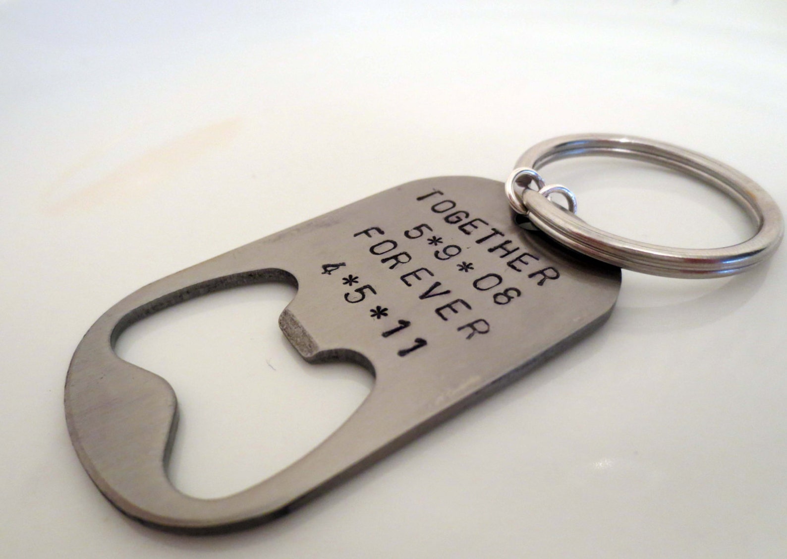 Personalized Bottle Opener Dog Tag Keychain Groomsmen Etsy