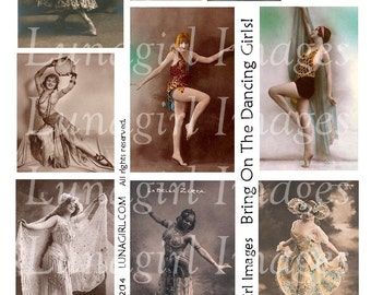 DANCING GIRLS digital collage sheet, vintage photos Showgirls risque dancers women flappers, Cabaret Costumes, altered art ephemera DOWNLOAD