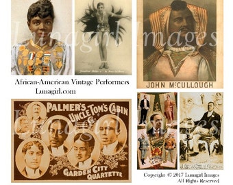 AFRICAN AMERICAN Vintage Images, digital collage sheet, theater posters, Dance, actress actor, Victorian men, altered art ephemera DOWNLOAD