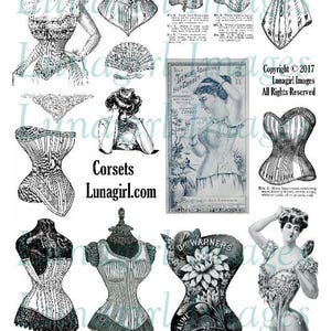 VINTAGE CORSETS Digital collage sheet, Victorian women ladies, risque fashions, vintage ephemera, antique catalog pictures ads, art DOWNLOAD