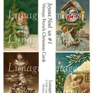 Vintage FRENCH CHRISTMAS cards digital collage sheet, Christmas angels, Mary Jesus nativity antique holiday postcards, Art Ephemera DOWNLOAD