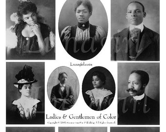 Ladies Gentlemen of Color AFRICAN AMERICAN Portraits digital collage sheet victorian vintage photos altered art printable ephemera DOWNLOAD