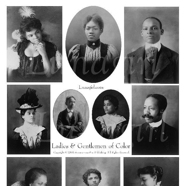 Ladies Gentlemen of Color AFRICAN AMERICAN Portraits digital collage sheet victorian vintage photos altered art printable ephemera DOWNLOAD