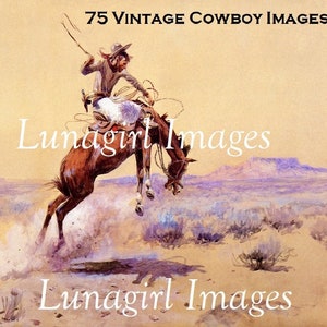 Scarica 75 immagini COWBOY, ARTE WESTERN, cowboy vintage, cavalli vintage, rodeo vintage, West americano, illustrazione di arte antica, arte digitale