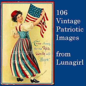 106 PATRIOTIC vintage images DOWNLOAD Victorian postcards, American Flags, July Fourth 4th, Uncle Sam, children, crafts digital art EPHEMERA image 1