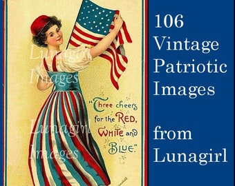 106 PATRIOTIC vintage images DOWNLOAD Victorian postcards, American Flags, July Fourth 4th, Uncle Sam, children, crafts digital art EPHEMERA