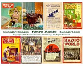 RETRO RADIO digital collage sheet, vintage magazines, 1940s 1950s women men, altered art images, 1920s 1930s Victrola ads, ephemera DOWNLOAD