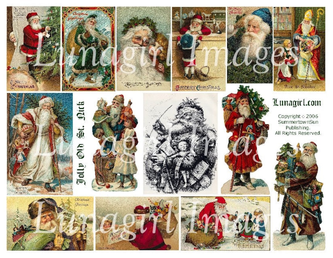 St Nick SANTA CLAUS Digital Collage Sheet Victorian Christmas, Vintage ...