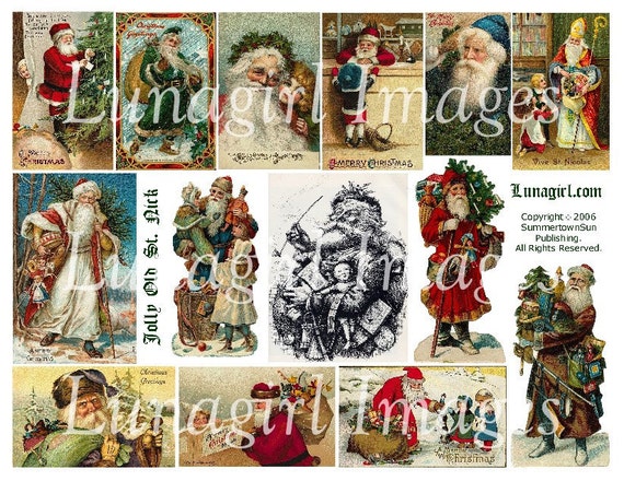 Immagini Natale Vittoriano.St Nick Santa Claus Foglio Collage Digitale Natale Vittoriano Etsy