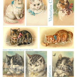 VICTORIAN CATS digitale Collage Sheet, Vintage Bilder Kätzchen antike Tiere Karten Bilder Vintage Haustiere Kätzchen verändert Kunst Ephemera DOWNLOAD