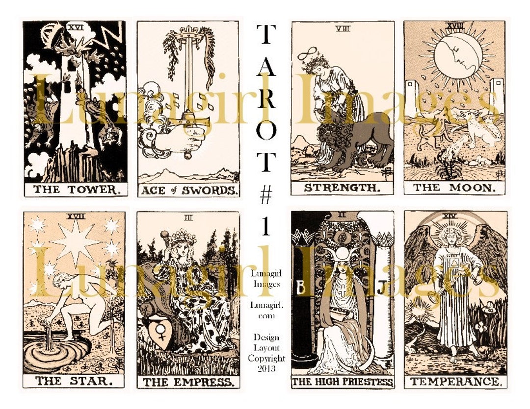 Sepia VINTAGE TAROT Digital Collage Sheet, Victorian Cards
