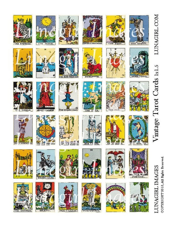 Vintage Tarot Cards Digital Collage Sheet 1x1 5 Tiles Etsy