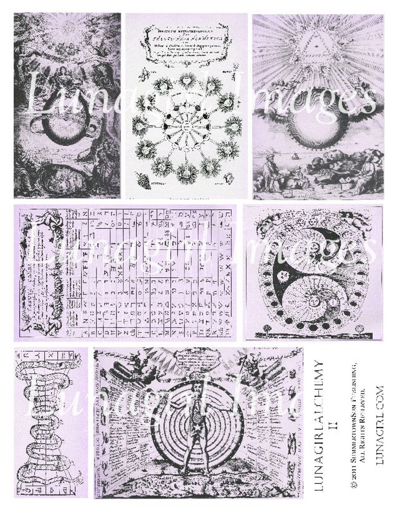 ALCHEMY #2 Digital Collage Sheet, MEDIEVAL Art & Science, Antique Book ...