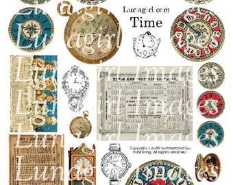 Vintage CLOCKS TIME digital collage sheet, antique Watches, Victorian Calendars, clockfaces, steampunk art, vintage images ephemera DOWNLOAD