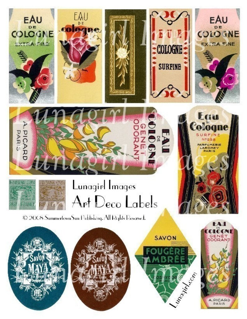 Download Art Deco LABELS digital collage sheet VINTAGE perfume soap ...