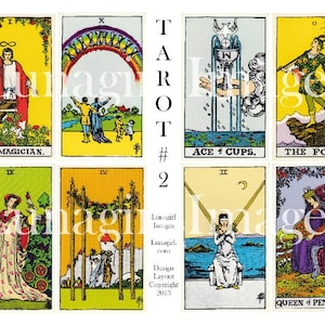 VINTAGE TAROT digital collage sheet, antique cards, Victorian art, gypsy witches fortune teller, magical alchemy, Ryder Tarot cards DOWNLOAD