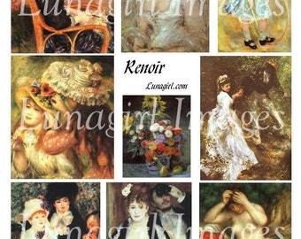 RENOIR digital collage sheet, French art, Victorian girls women, nudes flowers, shabby romantic cards, elegant paintings, Ephemera DOWNLOAD