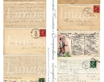 EPHEMERA BUSINESS Digital Collage Sheet, Vintage Text Ledgers Stamps ...