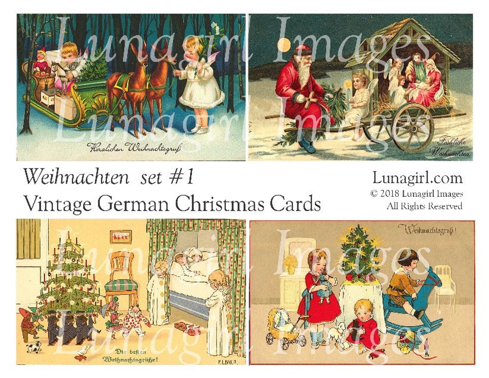 Vintage GERMAN CHRISTMAS Cards Digital Collage Sheet Etsy