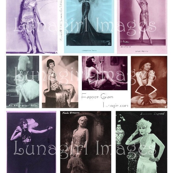 FLAPPER SHOWGIRLS, digital collage sheet, vintage photos, vintage images women ladies 1920s, dancers, glamour, altered art ephemera DOWNLOAD