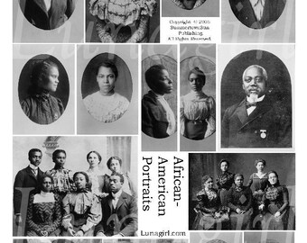 AFRICAN AMERICAN PHOTOS, digital collage sheet, vintage photos images Victorian ladies women men, Black History, art cards ephemera Download