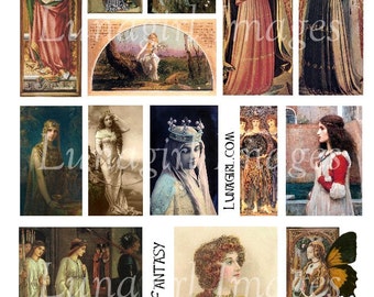 MEDIEVAL FANTASY digital collage sheet Gothic ladies women Queen Princess angel Victorian art vintage photo antique images Ephemera DOWNLOAD