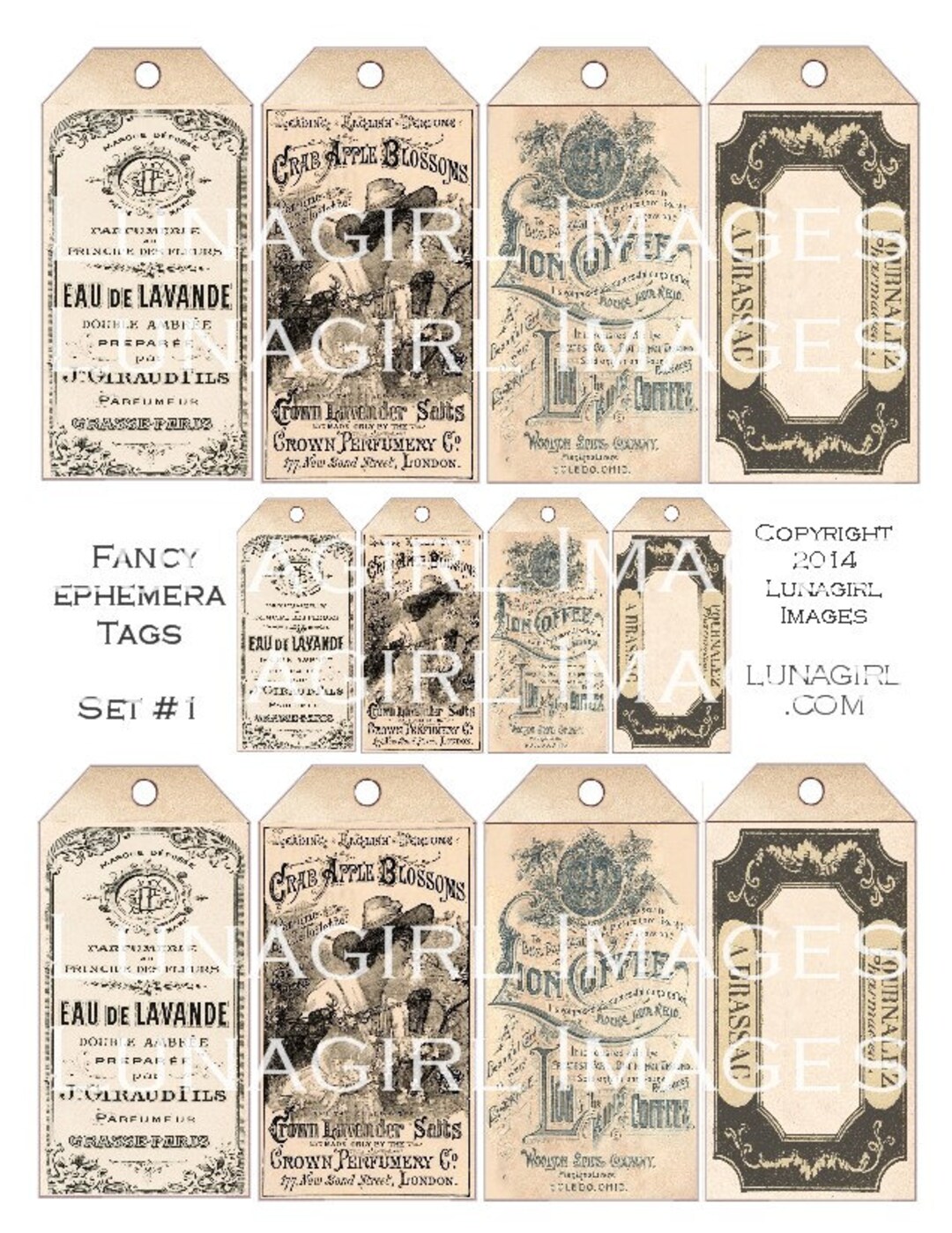 FANCY EPHEMERA TAGS Digital Collage Sheet Vintage Printables, Shabby ...