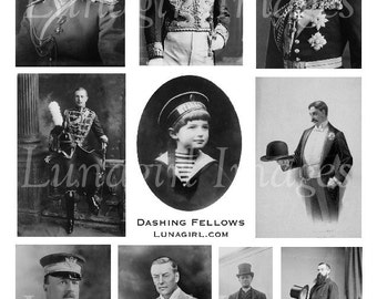 VINTAGE MEN digital collage sheet, Antique Photos Art, Victorian boys males, soldiers uniforms, gentlemen suits fashions, ephemera DOWNLOAD