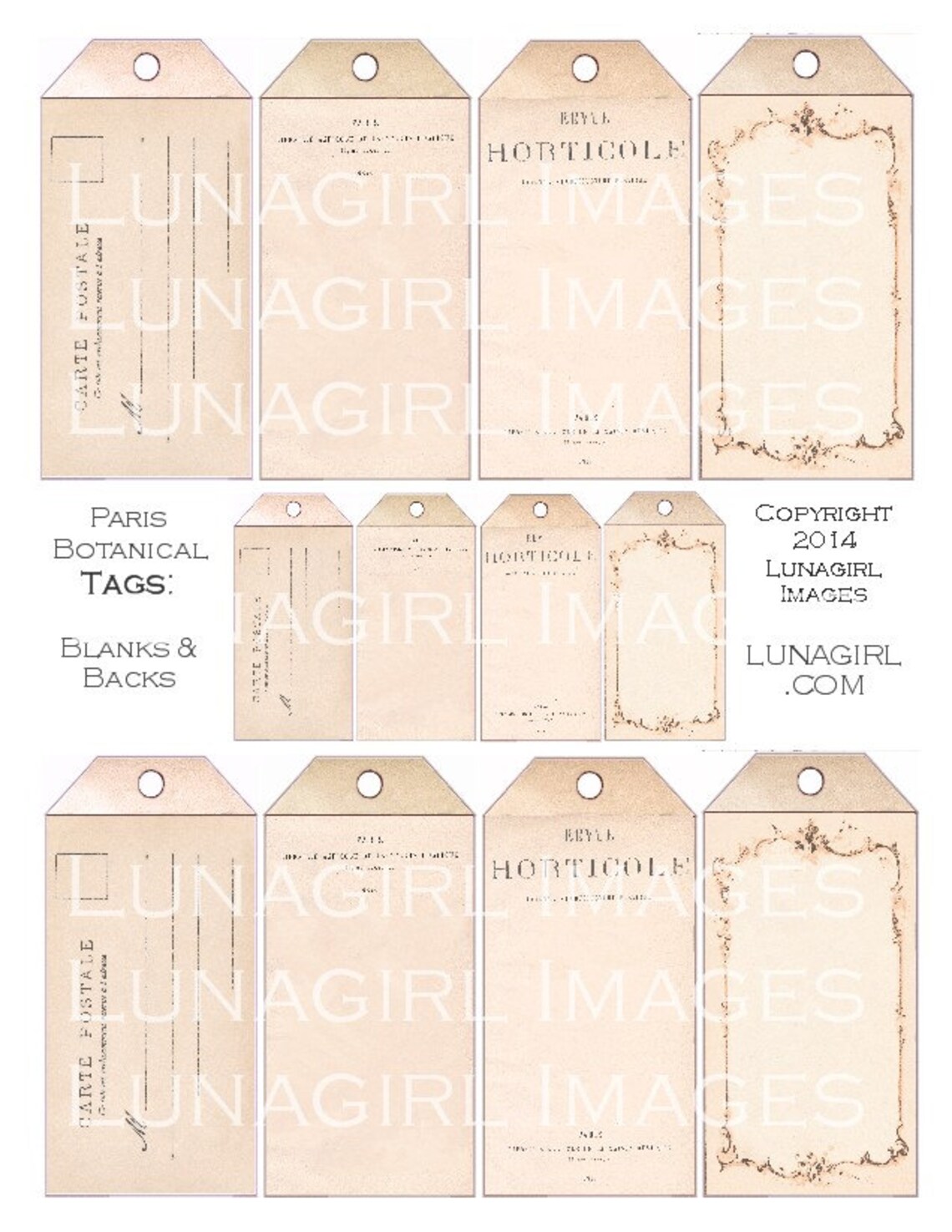PARIS EPHEMERA TAGS Digital Collage Sheet, Shabby Chic Vintage ...