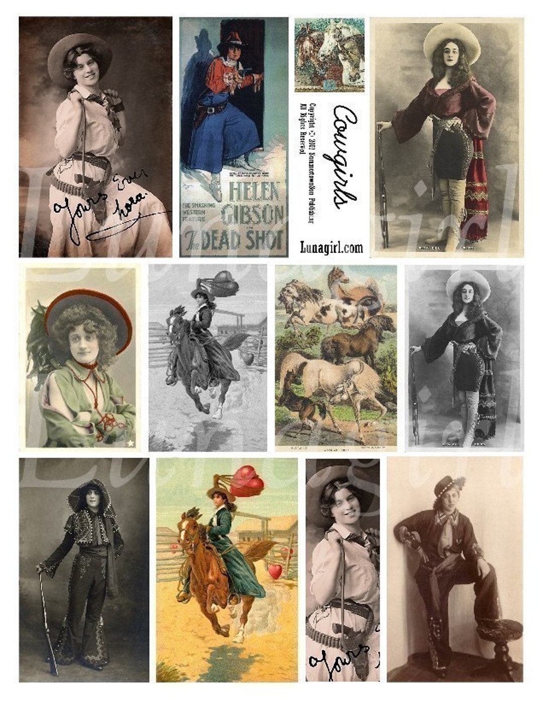 Western Rodeo Image Collages COWGIRLS Digital Collage Sheet, Vintage Photos Western Women, Rodeo ...