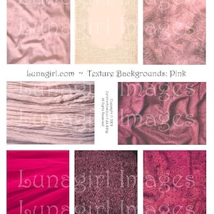 PINK BACKGROUNDS digital collage sheet, Vintage Fabric Texture patterns, altered art atc cards Victorian rose silk, shabby ephemera DOWNLOAD