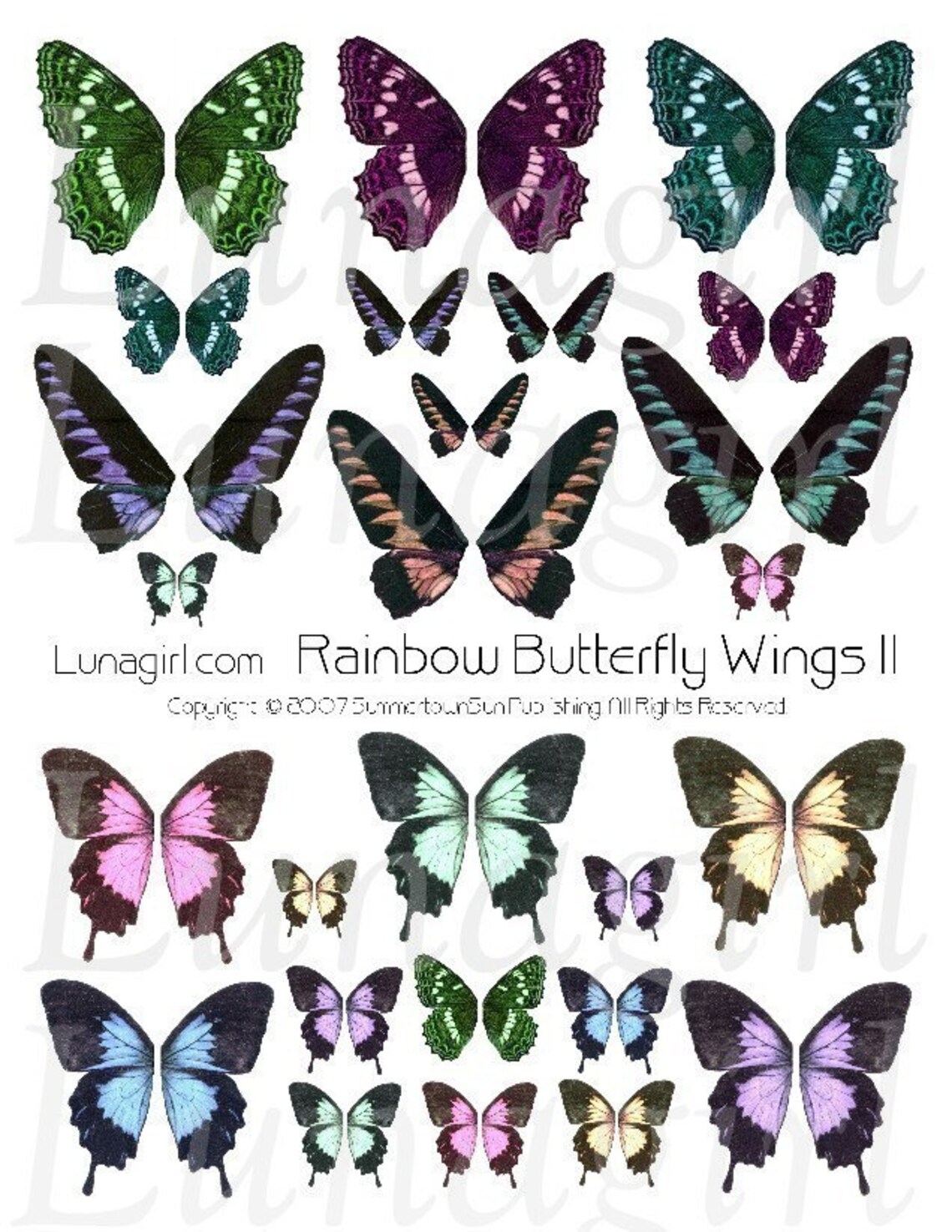 BUTTERFLY WINGS Digital Collage Sheet Fairy Wings Rainbow - Etsy