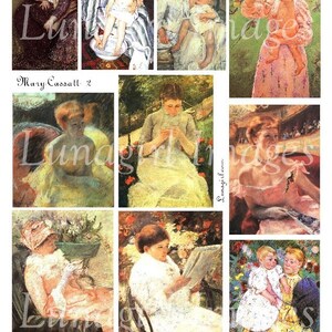 MARY CASSATT Art digitale collage blad, Victoriaanse vrouwen baby's kinderen moeders Franse impressionistische schilderijen vintage ephemera kunst DOWNLOAD