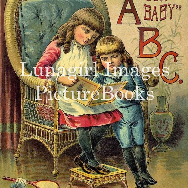 VICTORIAN Alphabet ABC Books, 100s of vintage images, children art illustration animals nursery rhymes altered art digital ephemera DOWNLOAD