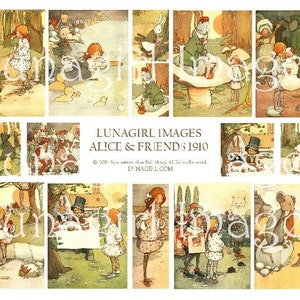 Vintage ALICE in WONDERLAND, digital collage sheet, Victorian Alice characters, antique children&#39;s book illustrations art, Ephemera DOWNLOAD
