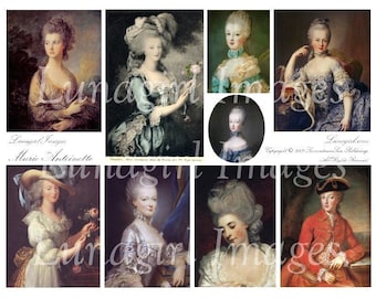 MARIE ANTOINETTE digital collage sheet French Queen women ladies paintings shabby vintage images antique Paris altered art ephemera DOWNLOAD