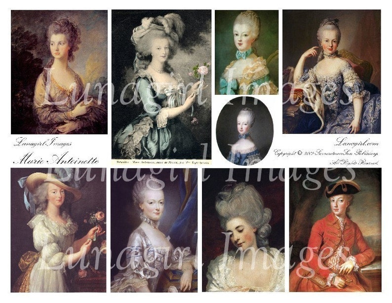 MARIE ANTOINETTE digital collage sheet French Queen women ladies paintings shabby vintage images antique Paris altered art ephemera DOWNLOAD image 1