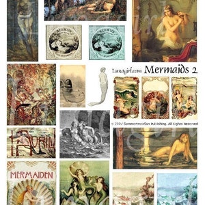 Vintage Meerjungfrauen Meerjungfrauen Postkarten, Postkarten, Postkarten, Postkarten, Meerjungfrauen, Meerjungfrauen, Meerjungfrauen digital