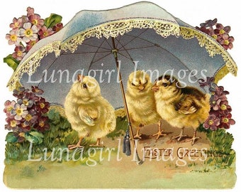 70 Vintage EASTER CHICKS Cards, Victorian Easter Eggs, chickens flowers, digital ephemera, antique postcards, vintage art ephemera DOWNLOAD