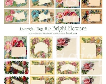 Foglio di collage digitale VINTAGE TAGS, fiori vittoriani, etichette floreali, etichette regalo vintage, etichette vittoriane, effimere artistiche di rose antiche DOWNLOAD
