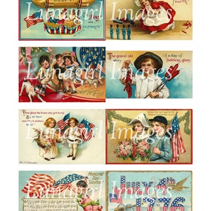 106 PATRIOTIC vintage images DOWNLOAD Victorian postcards, American Flags, July Fourth 4th, Uncle Sam, children, crafts digital art EPHEMERA image 3