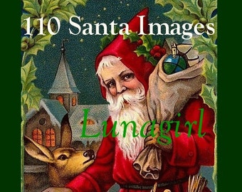 110 SANTA CLAUS vintage images, Christmas cards Victorian postcards printables holiday crafts art St Nicholas Noel digital ephemera DOWNLOAD