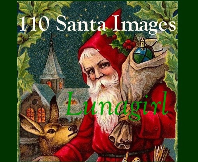 110 SANTA CLAUS vintage images, Christmas cards Victorian postcards printables holiday crafts art St Nicholas Noel digital ephemera DOWNLOAD 