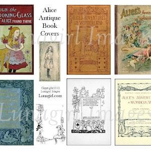 ALICE in WONDERLAND digitale Collage Blatt, Vintage Buch Abdeckungen, viktorianischen Kunst Märchen Illustrationen, antike Geschichte Buch Ephemera DOWNLOAD