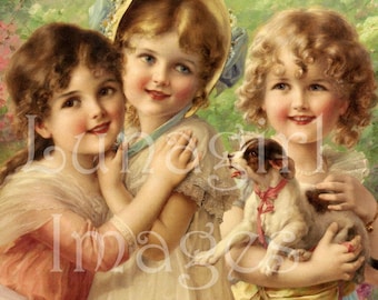 500 immagini vintage, bambini RAGAZZE RAGAZZI, carte d'arte vittoriane, oggetti effimeri digitali, immagini artigianali, cartoline, famiglie, bambini giocano, DOWNLOAD