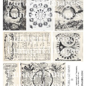 ALCHEMY digital collage sheet Medieval Steampunk vintage images antique book text pages illustration Gothic art background Ephemera DOWNLOAD