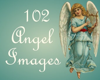 102 ANGELS vintage images DOWNLOAD Victorian postcards scraps printables holidays crafts digital art angelic Christmas snow cherubs